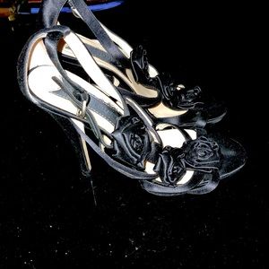 Boutique 9 Black Satin Platform Heels 7m